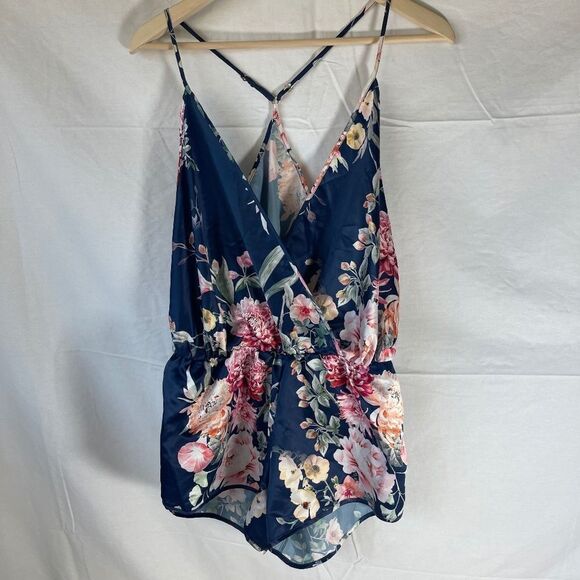 Anthropologie Flora Nikrooz Renata Luxury Lingerie Blue Floral Romper Sz… - Picture 3 of 11